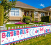 Colormoon Gender Reveal Party Supplies Decorations, Large Baseballs Or Bows Banner, Pink & Blue Gender Reveal Party Decorations