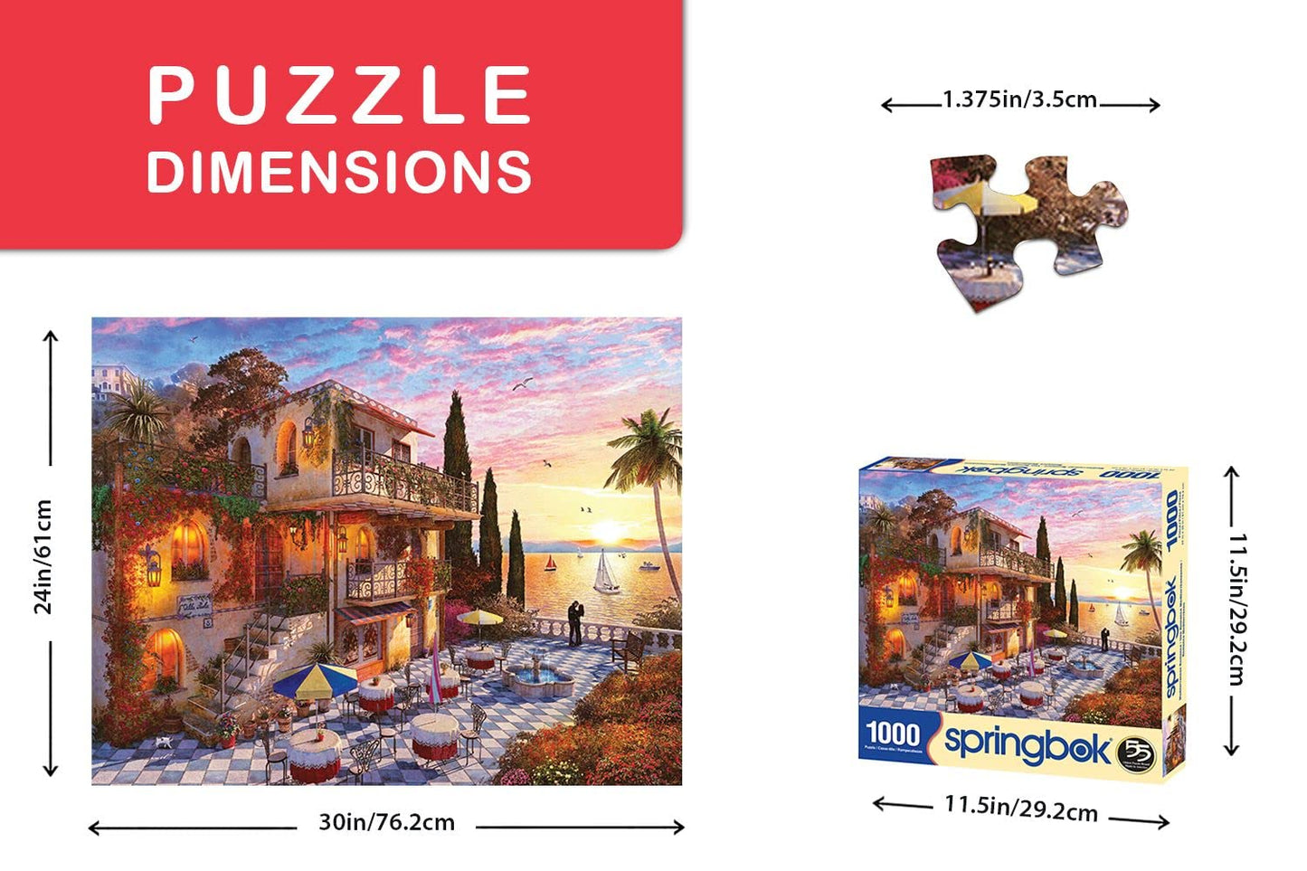 Springbok'S 1000 Piece Jigsaw Puzzle Mediterranean Romance - Made In Usa