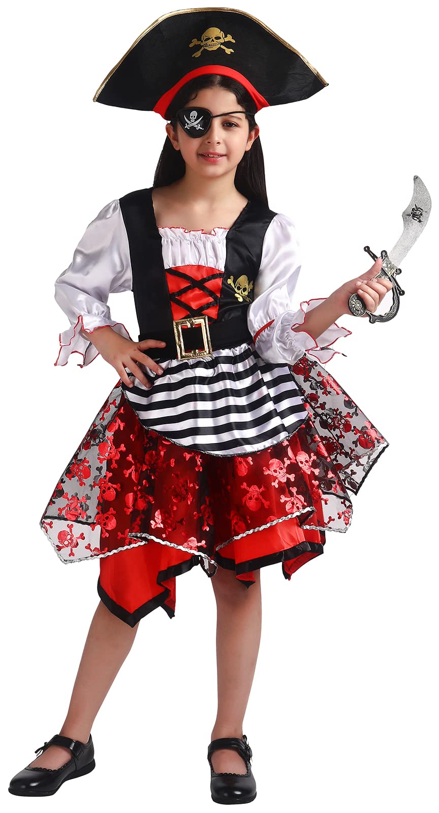 Costumerry Girls Pirate Costume for Halloween Kids Dress Up (9-11Years)