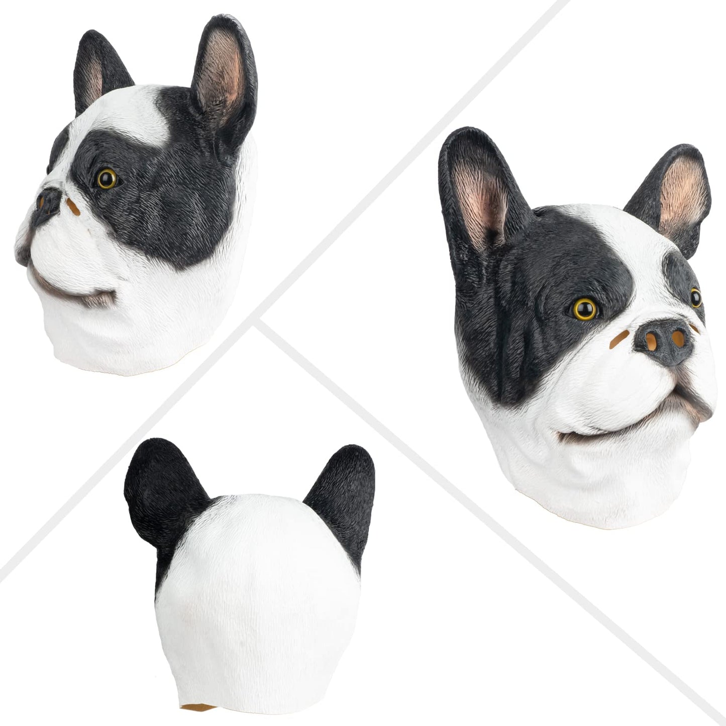 PartyHop Boston Terrier Dog Mask Animal Latex Full Head Mask Fancy Dress for Halloween Carnival Costume Party