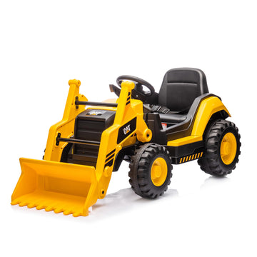 Kid Trax 12V CAT Construction Ride On Toy - Front Loader, Bulldozer, Excavator, Yellow/Black, for Kids 3-6, Up to 66lbs, Model KT