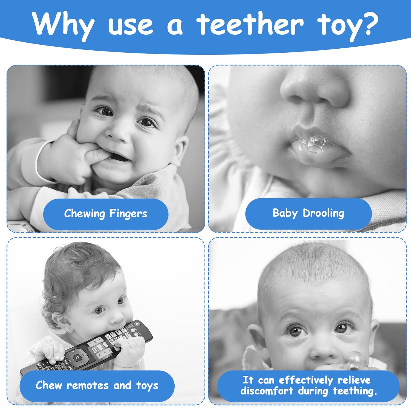 2Pcs Silicone Baby Teething Toys,Remote Control Shape Teething Toys And Phone Teething Toys With 2Pcs Pacifier Clip,Bpa Free Sil