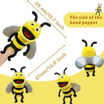 Justqunseen Hand Puppet Realistic Plush Puppet 13',Insect Animal Puppets For Kids Insect Stuffed Animal Hand Puppet With Moveable Mouth,Soft Stuffed Bee Puppet Story Toy Puppets Role Play Show Game