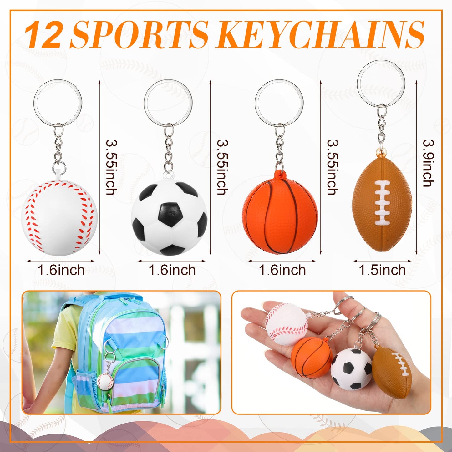 Leifide 48 Pcs Basketball Soccer Football Baseball Party Favors Supplies 12 Silicone Bracelet 12 Drawstring Treat Bag 12 Mini St