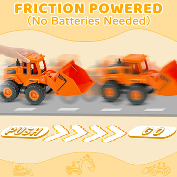 Beestech Construction Toys for 3 Years Old Boys Girls Kids, Friction Powered Construction Truck Toys Vehicles Sand Toys Trucks E