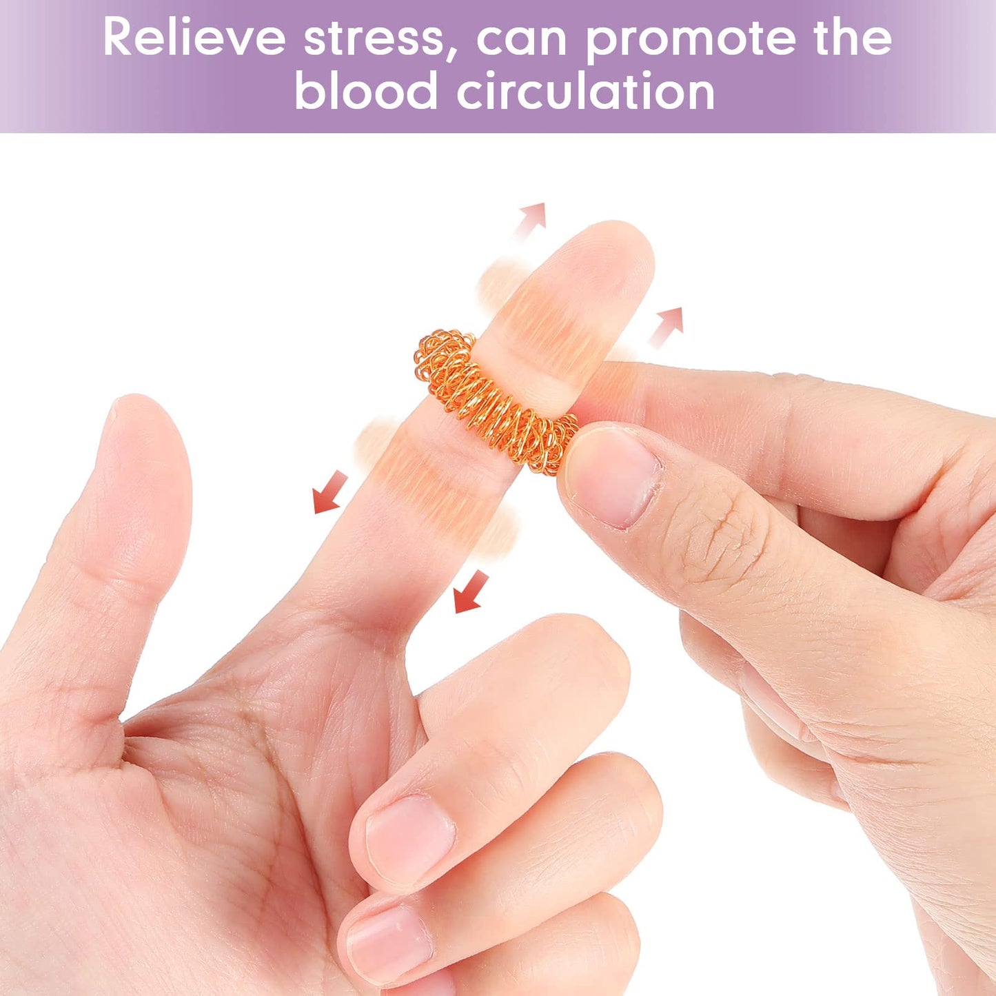 Blulu 30 Pieces Acupressure Rings Spiky Sensory Rings For Fingers Stress Relief Fidget Sensory Massager For Teens Adults (Pink,