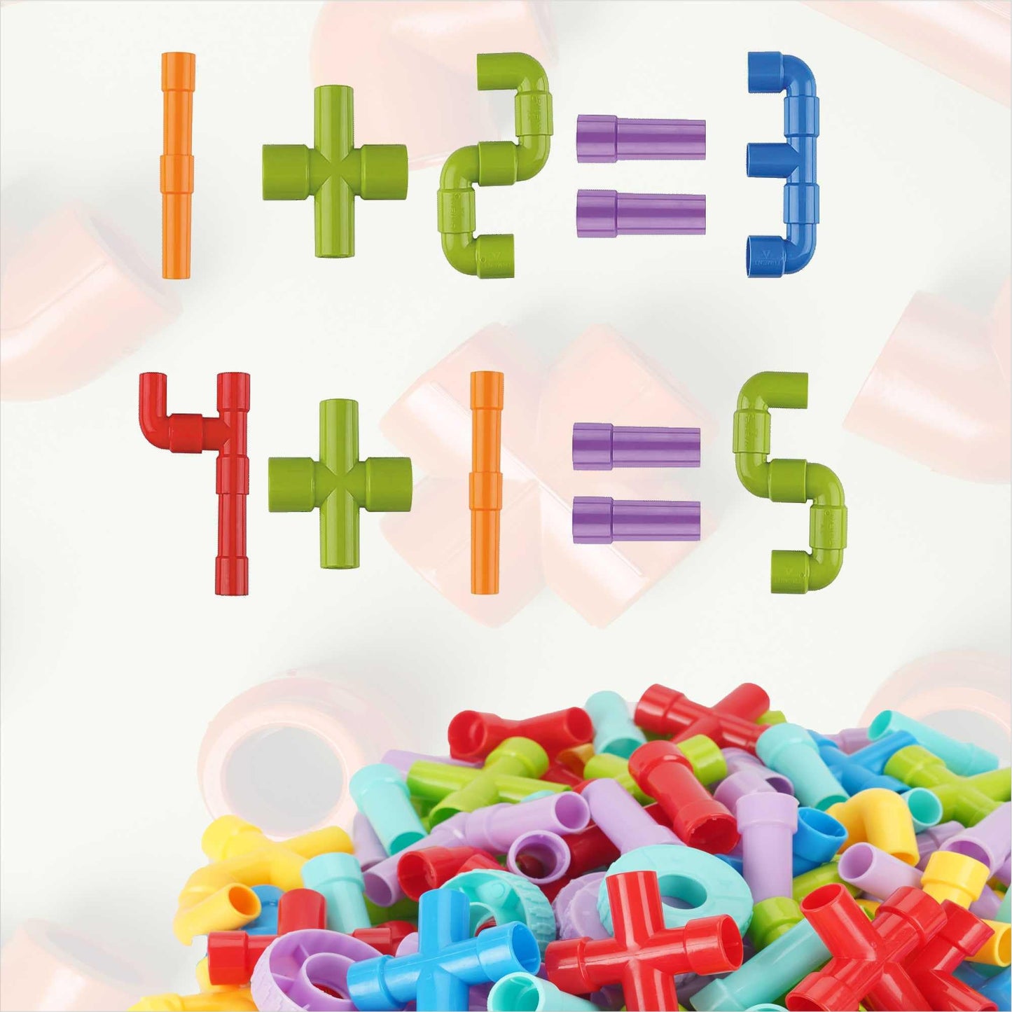 Toymagic Pipe Building Blocks - 520 Pcs, Large Stem Educational Building Set For Kids, Multicolor Interlocking Tubes, Creative C