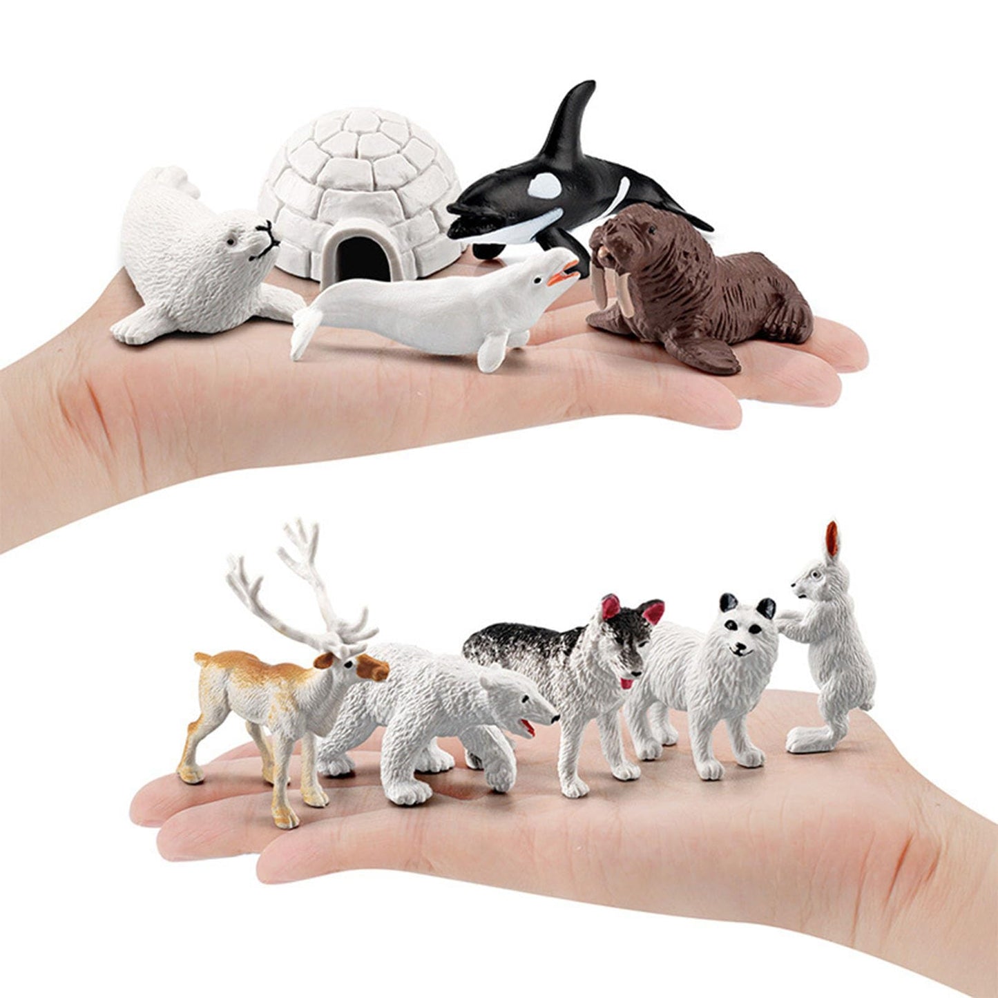 Onest 15 Pieces Mini Arctic Animals Figurines Set Polar Animal Toys Plastic Arctic Tundra Deer Toy Animal Small White Bear Arctic Fox For Kids Birthday Gift