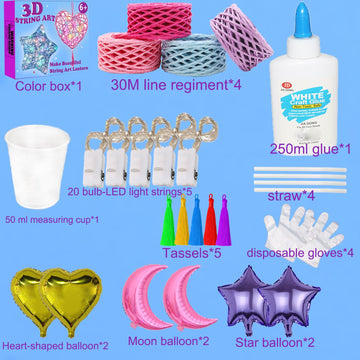 Beilunt 3D String Art Kits Crafts for Girls Ages 8-12, Arts and Crafts for Kids Ages 6-8, Make String Lantern with 20 Colored LE