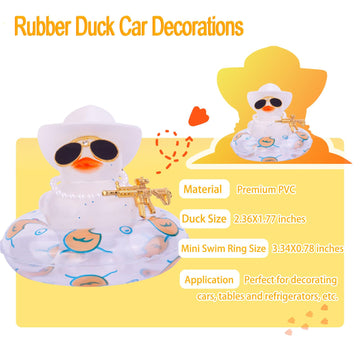 Cofubcad Car Rubber Duck Dashboard Decoration Colorful Duck Car Ornaments With Special Props Mini Swim Ring Sunglasses Cowboy Or Sun Hat(A32)