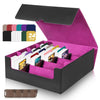 Mztxy 3000+Trading Card Storage Box, Pu Leather Organizer Case With 24 Dividers, Magnetic Closure, 4 Supporters, For Game Sports
