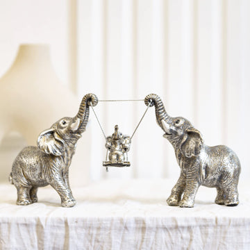 Tohlucs Elephant Statue.Silver Elephant Decor For Women,Mom Gifts.Elephant Figurines Brings Good Luck.Decoration Ornaments For Living Room,Table Centerpiece, Shelf, Office Decor (Silver)