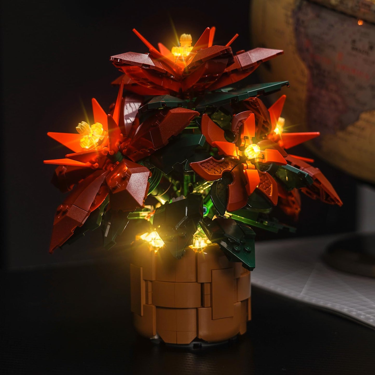 Brickbling Light Only, Compatible With Lego Icons Poinsettia Flower Décor, Led Lighting Compatible With Lego 10370 - Light Kit Only, Not Come With Model