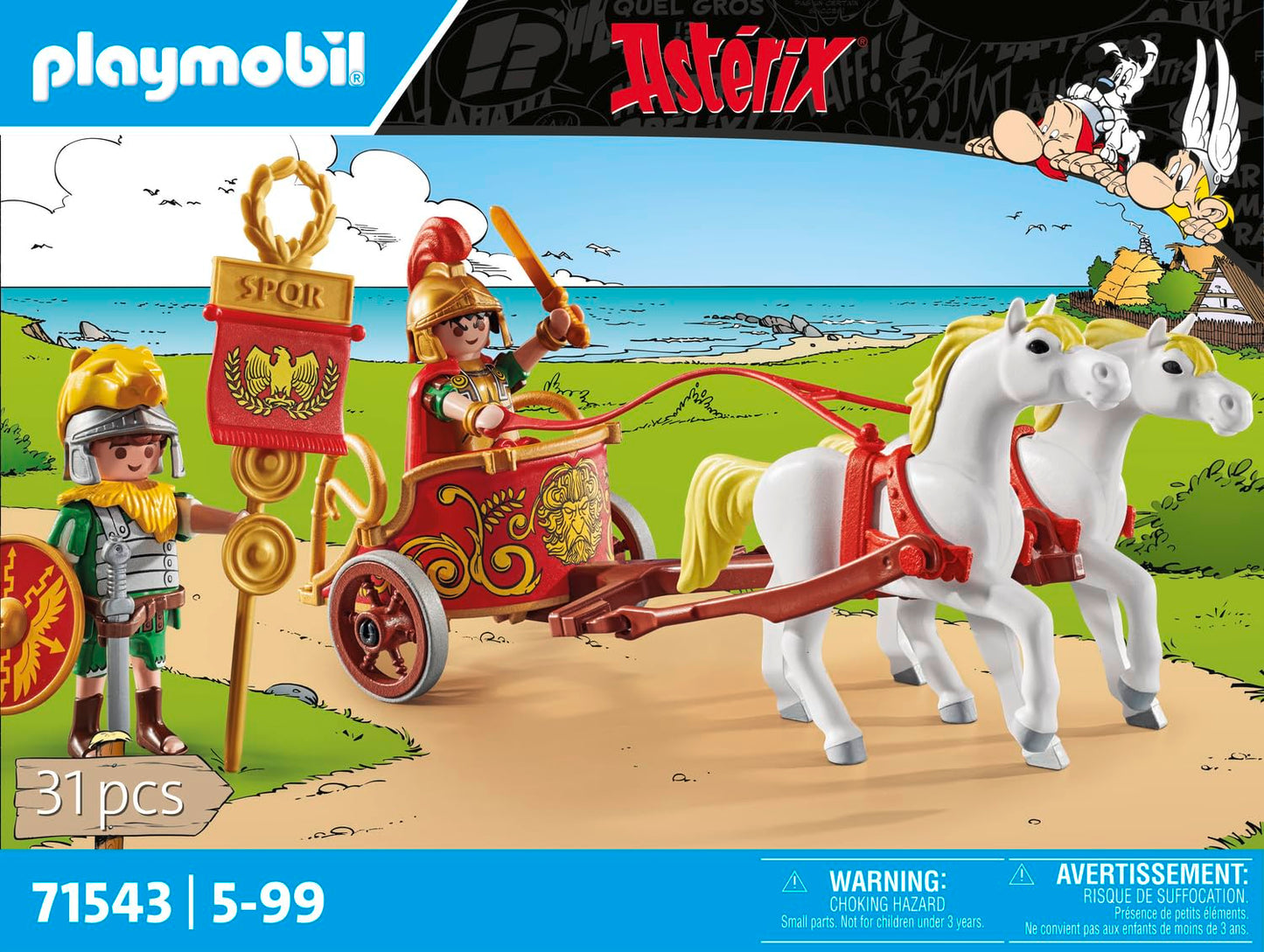 Playmobil Asterix 71543 Biga Romana, Journey, Includes Removable Helmets, Bracelets And Cape Toy For Ages 5+