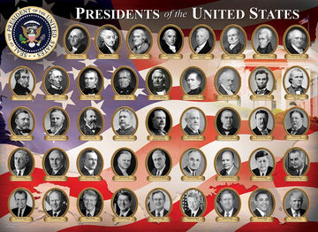 EuroGraphics US Presidents Box Puzzle, 1000 Pieces, Cardboard, Red, White, and Blue, Model 6000-1432