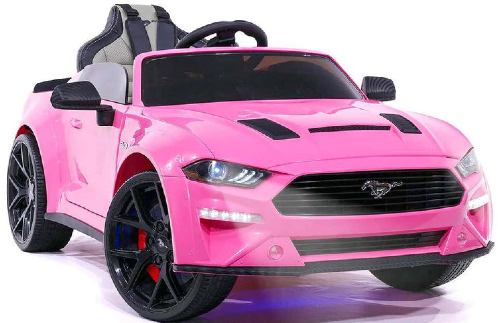 Ford Mustang 24V Ride On Kids Car 4WD Powerful Electric Vehicle, with Rubber Wheels, Bluetooth, FM Radio, Remote Control, Leathe
