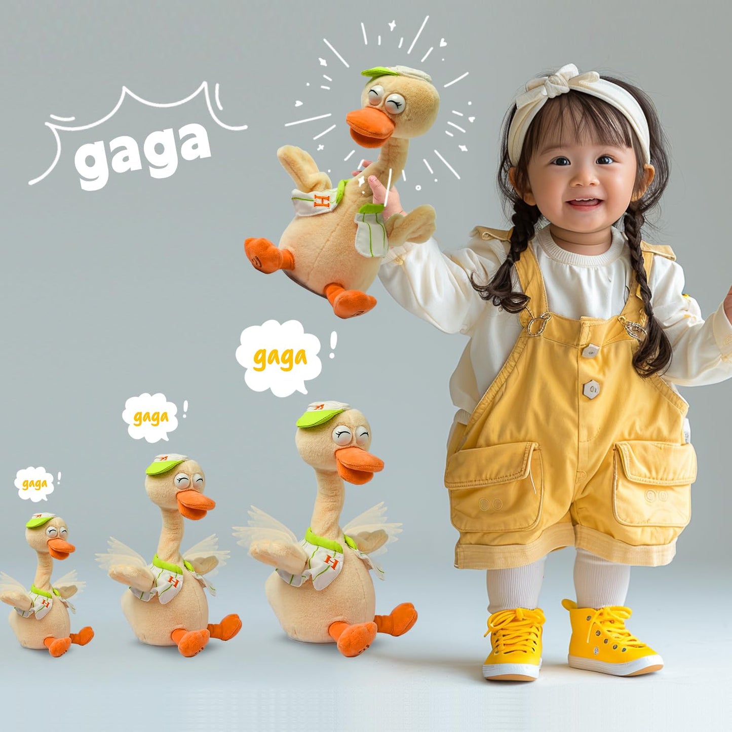 Swtoipig Talking Dancing Duck Toy Mimicking Recording Plush & Interactive Toy, Repeating What You Say, Neck Shaking Stuffed Toys