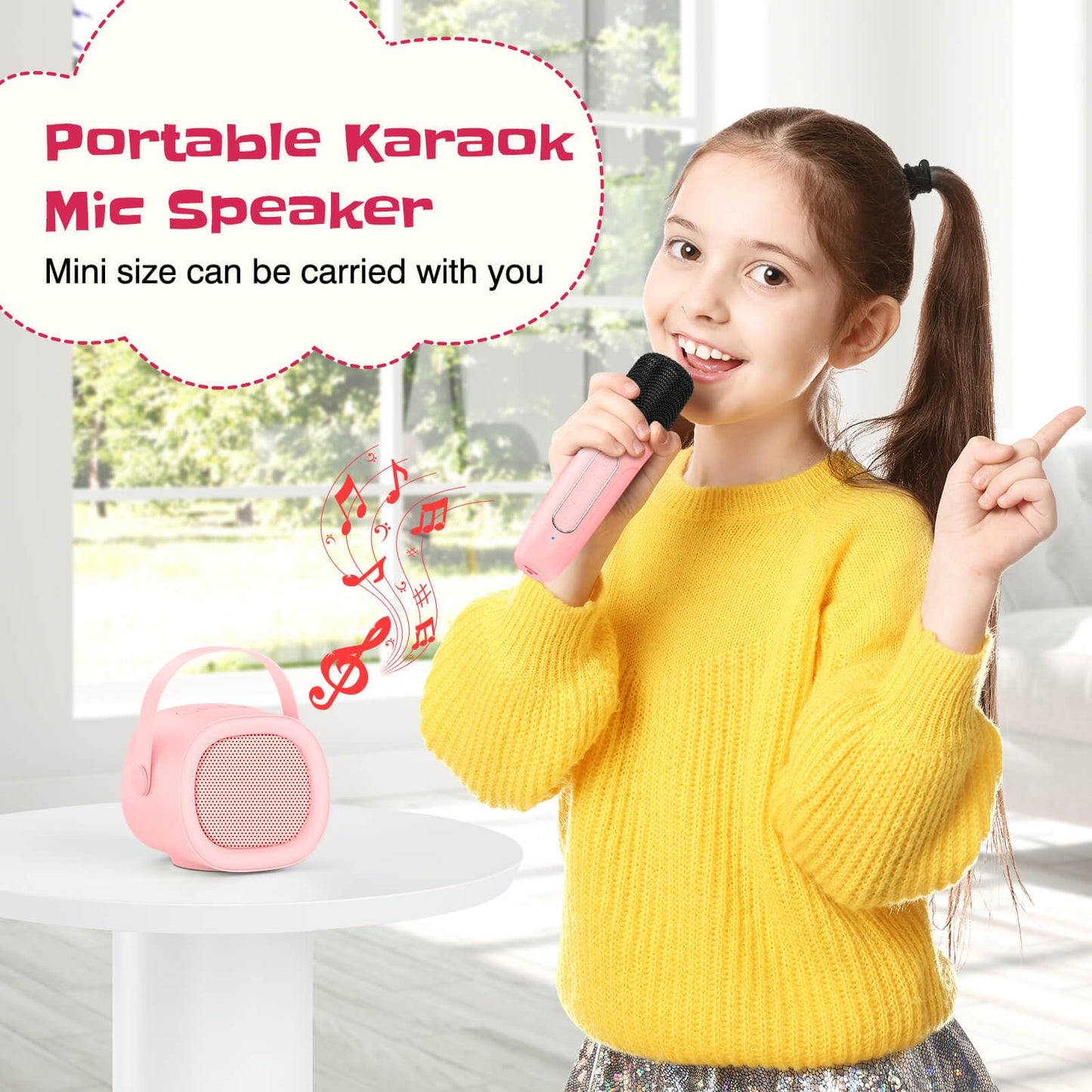 Lenrue Karaoke Machine For Kids With 2 Wireless Microphone, 4 Magic Voices, Karaoke For Girls Boys, Best Birthday Gifts For Kids