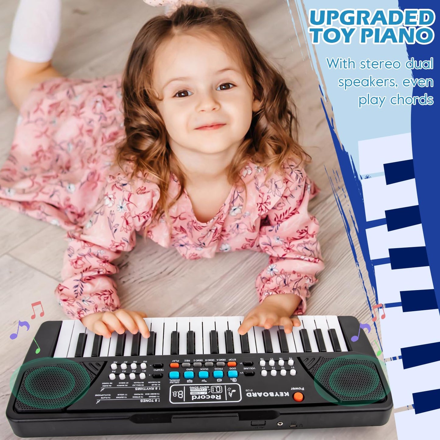 M Sanmersen Kids Piano Keyboard, Piano For Kids With Microphone Portable Electronic Keyboards For Beginners 37 Keys Musical Toy For 3/4/5/6/7 Year Old Girls Boys