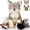 Honoson 5 Pcs Wolf Plush Toy Set 14 Inch Mommy Wolf Stuffed Animal With 4 Baby Wolves Soft Wolf Plushie For Wolf Lover Boys Girl