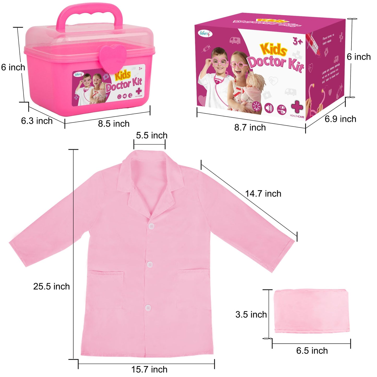 Liberry Doctor Kit for Toddlers 3 4 5 Years Old, Kids Doctor Play Set for Girls Boys Toy, Pretend Play Medical Kit with Stethosc