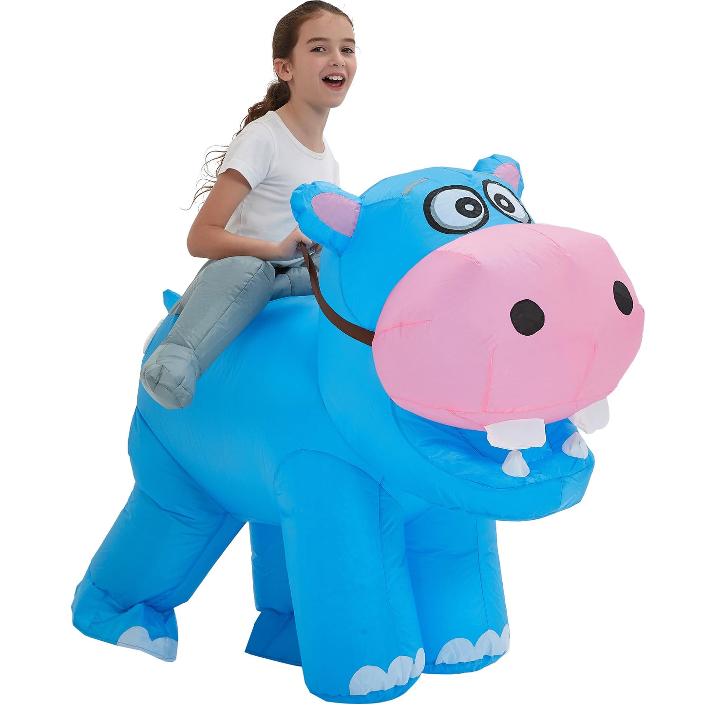 One Casa Blow Up Party Costume,Inflatable Costumes For Kids,Riding Hippo Costume,Halloween Costumes For Girls Boys (4-6Yrs)