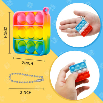 128 Pcs Pop Fidget Keychain It Fidget Toys Bulk Party Favors for Kids 6-8 Fidgets Packs Sensory Stress Toy Mini Fidget Push Pop Keychain Toys Classroom Prizes for Boy Girl mature-themed