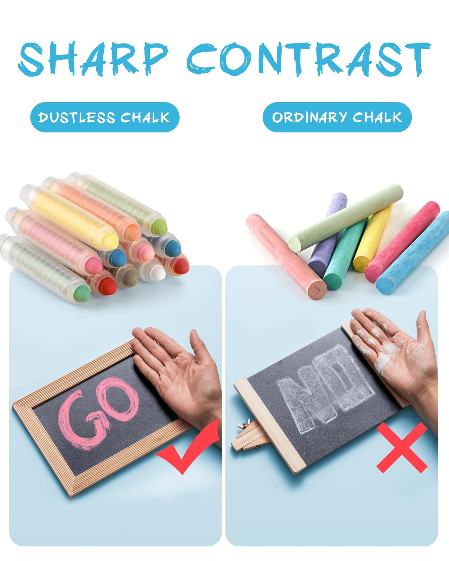 Newfamily Dustless Chalk For Kids, Colored Sidewalk Chalk With Holder,Non-Toxic Washable Toddlers Chalks Drawing Writing For Out
