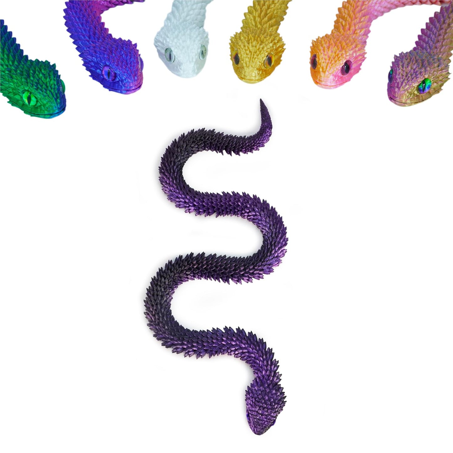 Nemoro 3D Printed Articulated Snake - 29.5'' Crystal-Like Movable Snake- Realistic Slithering Design, Collectible Articulated Mo