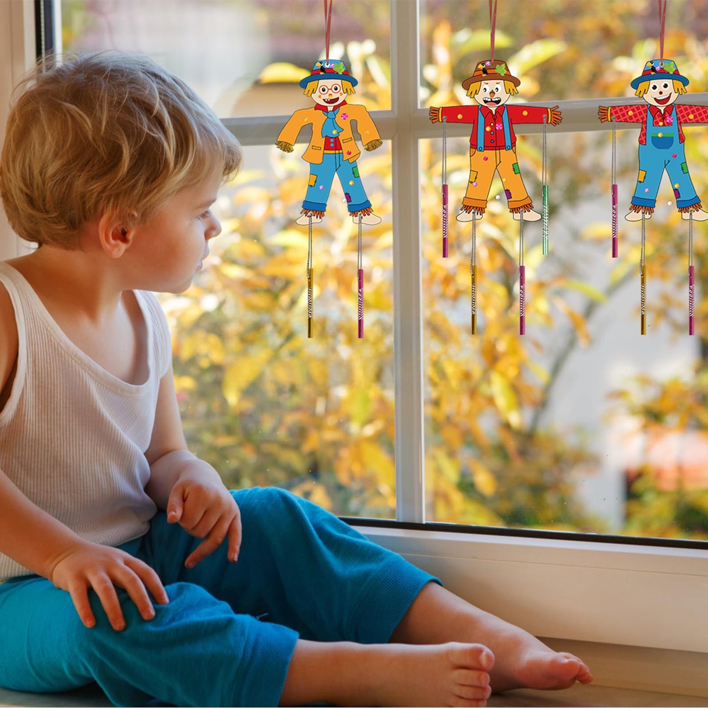 Fennoral 12 Pack Scarecrow Wind Chime Kit For Kids Make You Own Scarecrow Craft Kit Diy Arts And Crafts For Boys Girls Fall Art