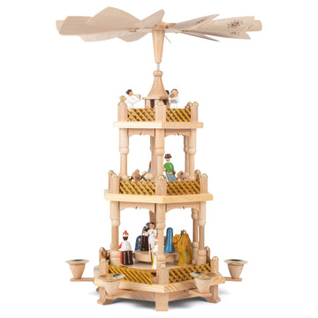 Alexander Taron 16720 Richard Glaesser Pyramid-3 tiers-Nativity-17.25 H W x 12.5, Brown