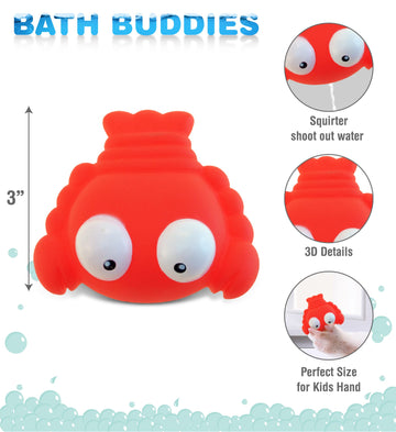 Dollibu Lobster Bath Buddy Squirter - Floating Red Lobster Rubber Bath Toy, Fun Water Squirting Bathtime Play For Toddlers, Soft Sea Life Animal Toy For The Bathtub, Beach, & Pool For Girls & Boys
