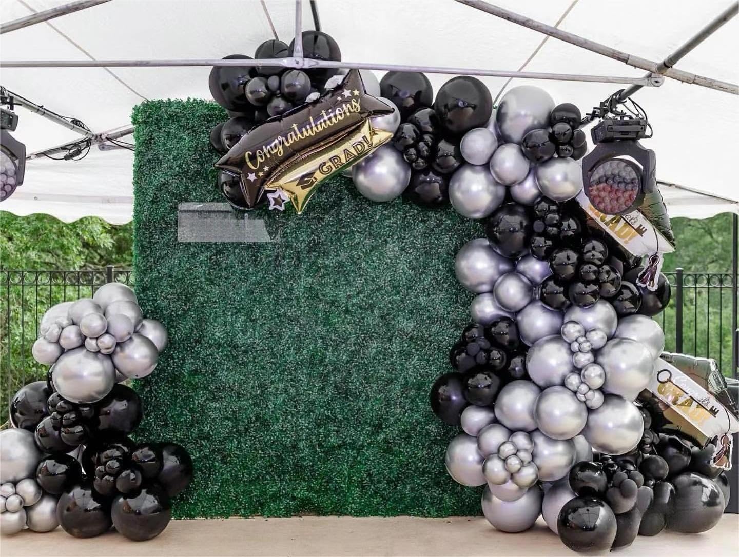 MEBAY Black Silver Balloons Garland Arch Kit, 146Pcs Latex Balloons, 18-5 Inch for Party, Wedding, Birthday Decorations