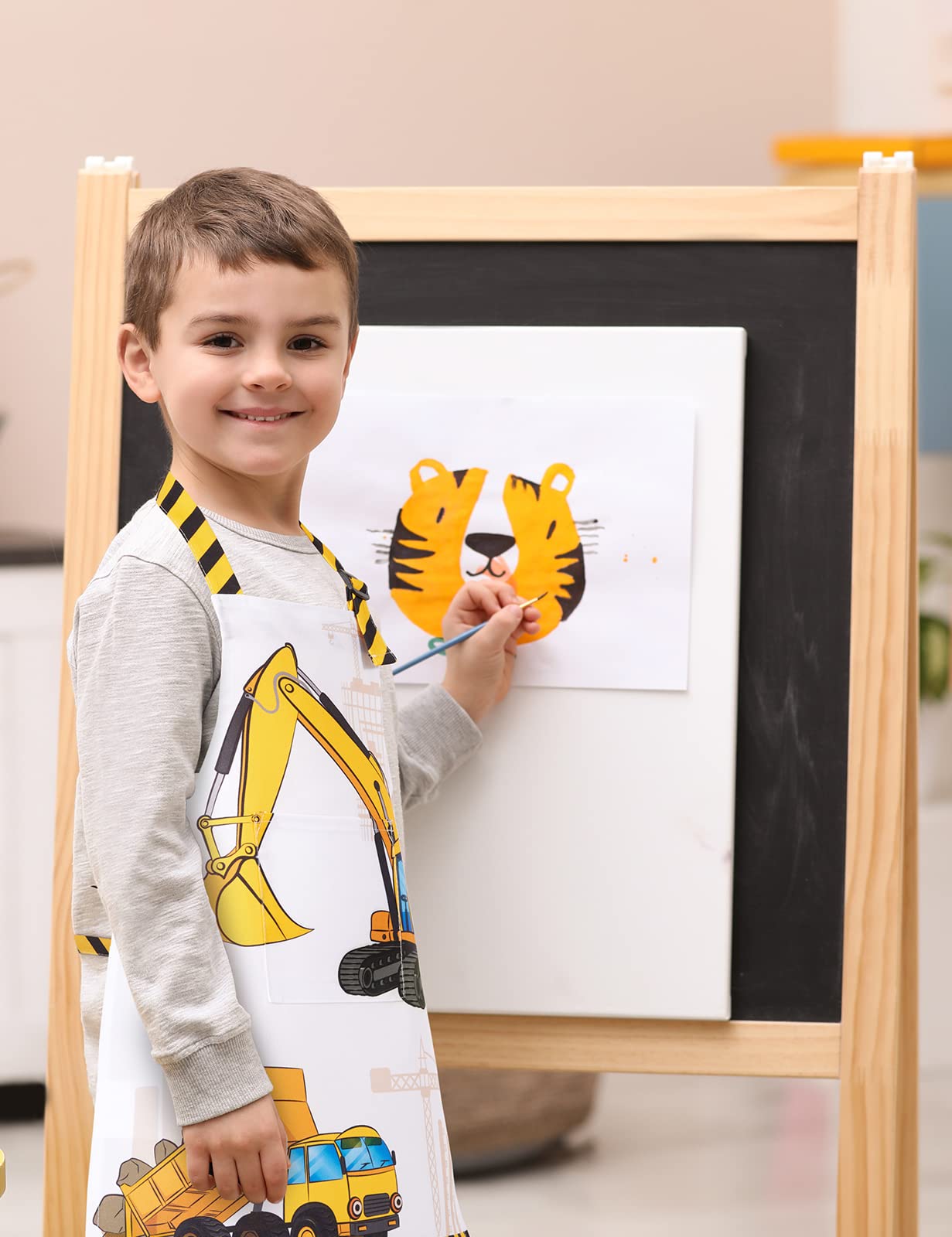 Wernnsai Kids Aprons For Boys - Truck Toddler Apron For Kids Paint Art Smock Waterproof Cooking Baking Painting Gardening Artist Chef Apron For Kids Age 6-10 Years