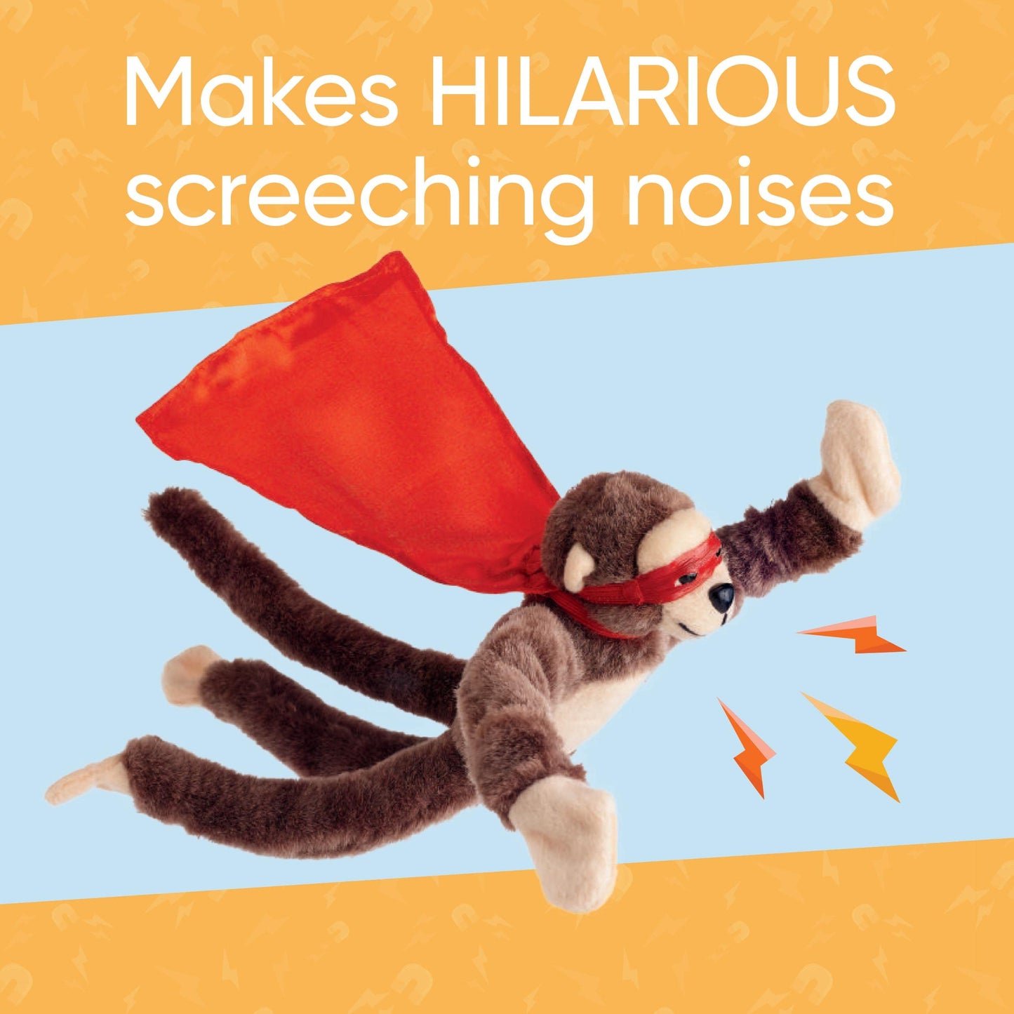 Set Of 3 Flying Flingshot Howler Monkeys Plush Toys With Sound, 11.5''H