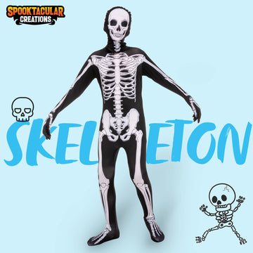 Spooktacular Creations Halloween Kids Scary 3D Skeleton Costume For Boys, Toddlers Skeleton Costume For Halloween Dress Up-M(8-10Yr)