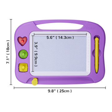 Sgile Magnetic Drawing Board For Kids, Colorful Erasable Doodle Board With Magnet Pen, Painting Sketch Pad With Three Stamps, Travel Toy, Birthday Gift, Educational Learning Toy For Toddlers, Purple
