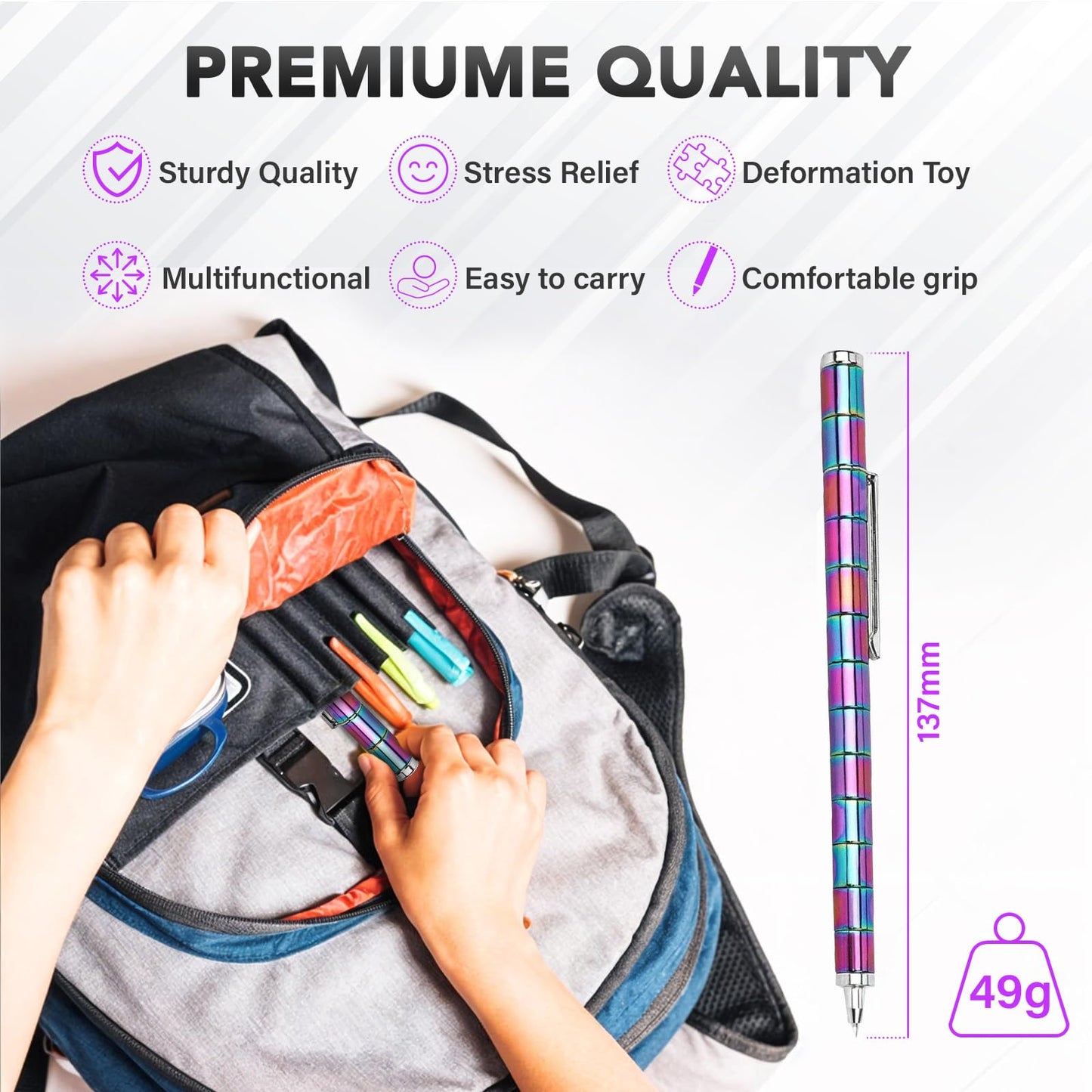 Magnetic Fidget Pen - Perfect Writing And Spinner Magnet Toy Combination, Figette Figit Pen With 13 Magnetic Rings, Ideal Office