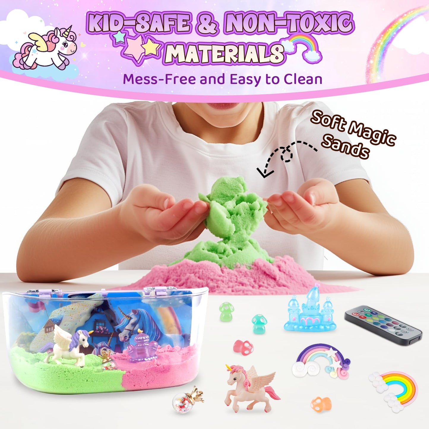 Tacopet Unicorn Terrarium Kit Gifts For Kids - Diy Night Light Up With Remote - Unicorn Toys For Girls Ages 4 5 6 7 8 9 10 11 12
