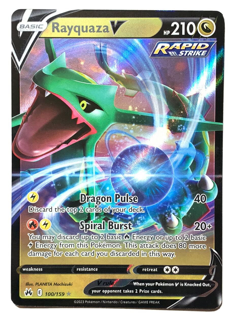Pokemon Rayquaza V Ultra Rare Card 100/159 - Crown Zenith - Light Blue - Cardstock