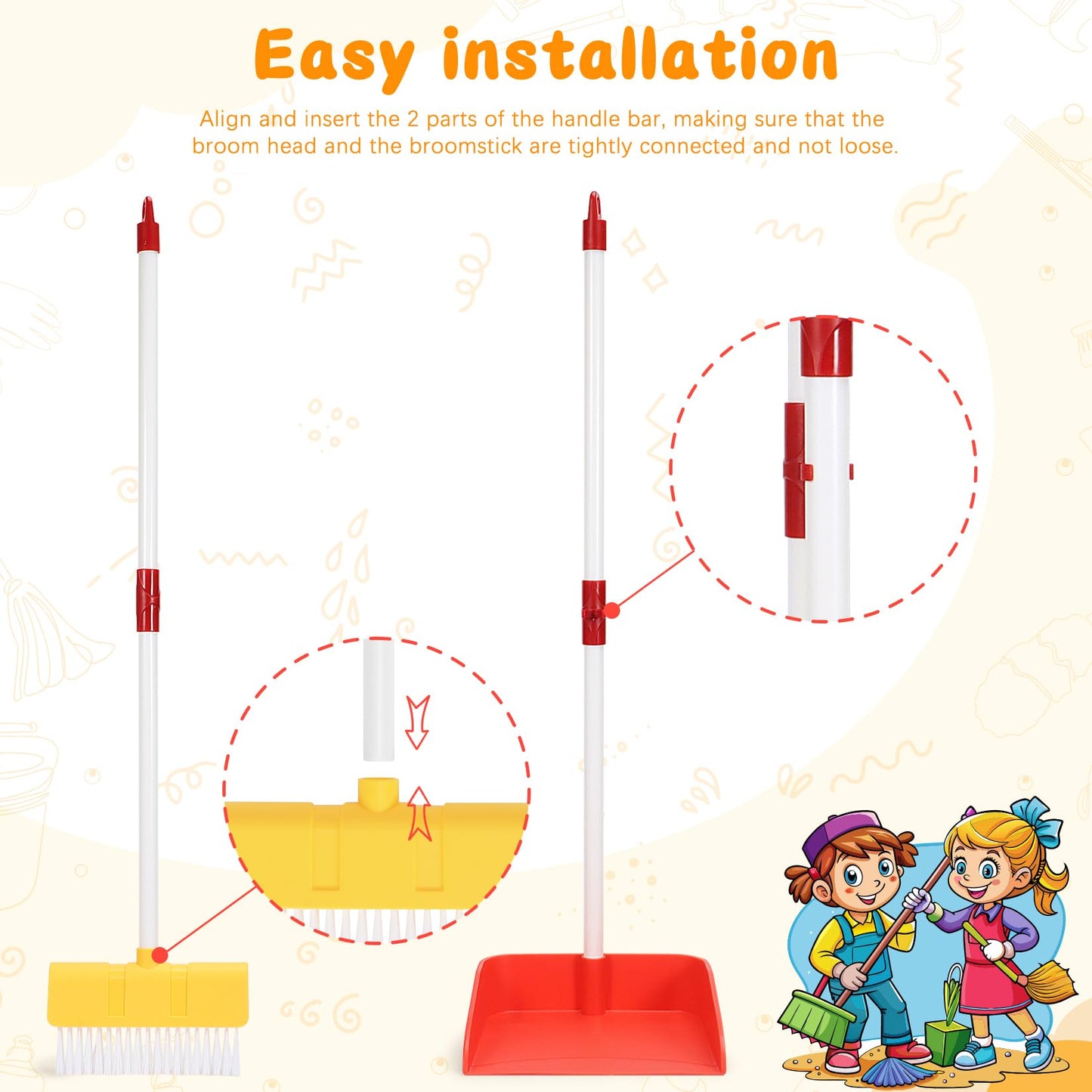 Limiroler Kids Cleaning Toy Set Toddlers Broom 2 Pcs - Kids Broom And Dust Pan Set For Housekeeping Pretend Play Cleaning Set, C