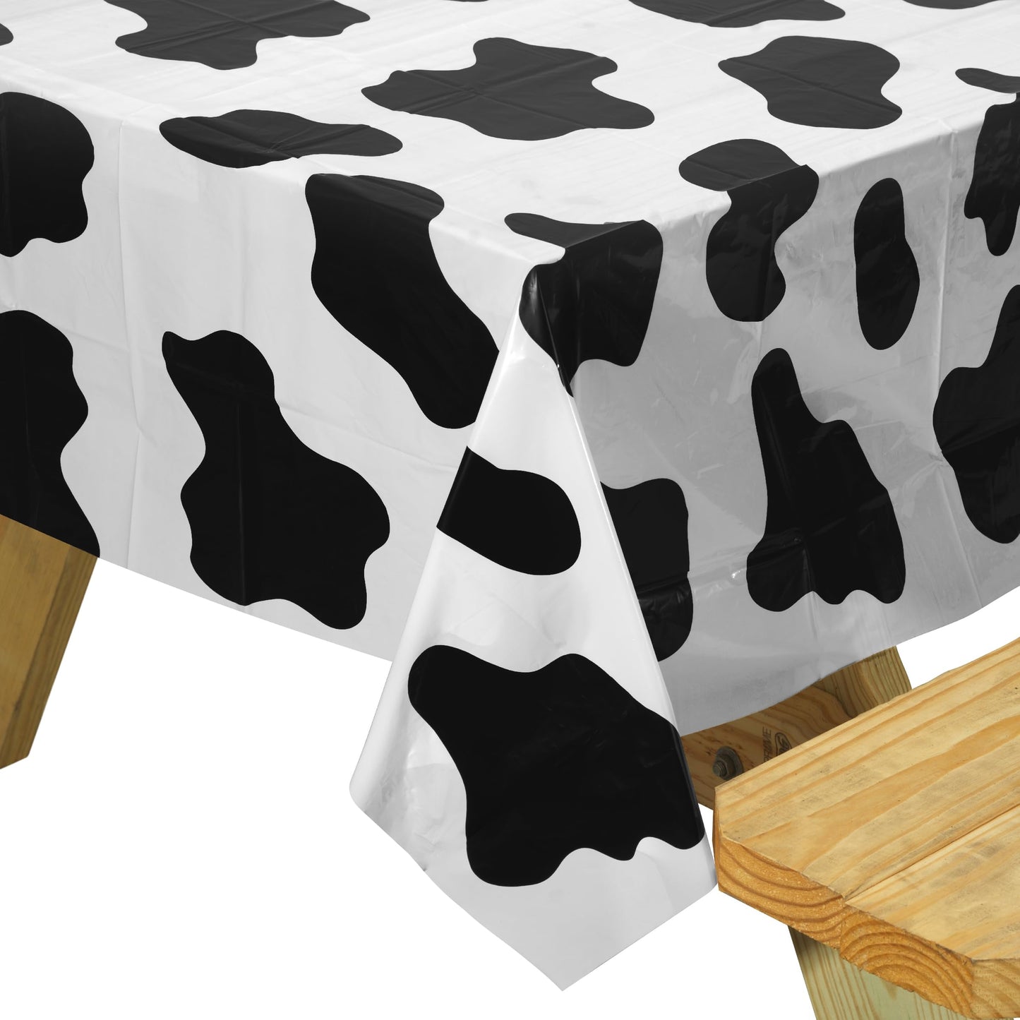 Cow Print Tablecloth (Pack Of 6) 54 X 72 Inch Tablecloths For Cow Themed Party Decorations, And Birthday Party Decorations, Picnic Table Covers, (Black And White)