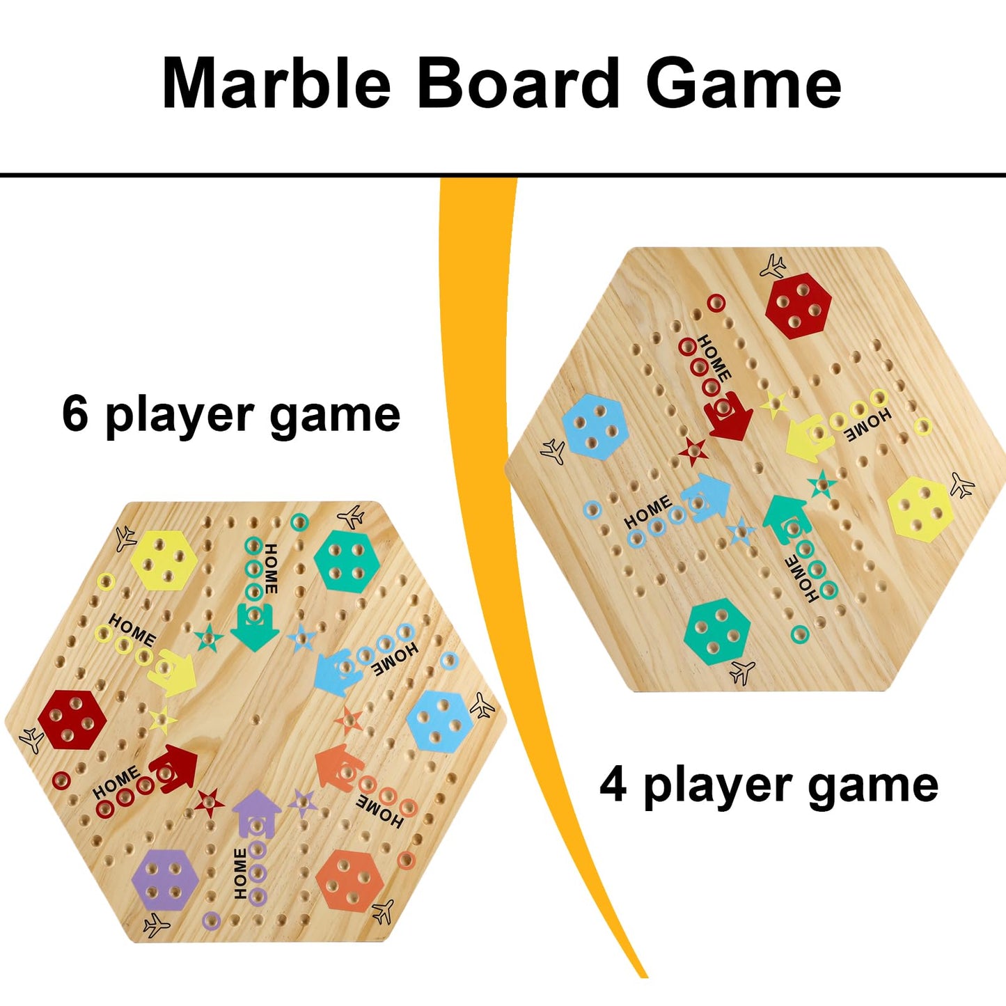 Medikaison Extra Large 23.6 Inches Wahoo Marble Board Game 4 And 6 Players 2 Sided Painted Thicken Wood Board Perfect Game For Family Friends Party