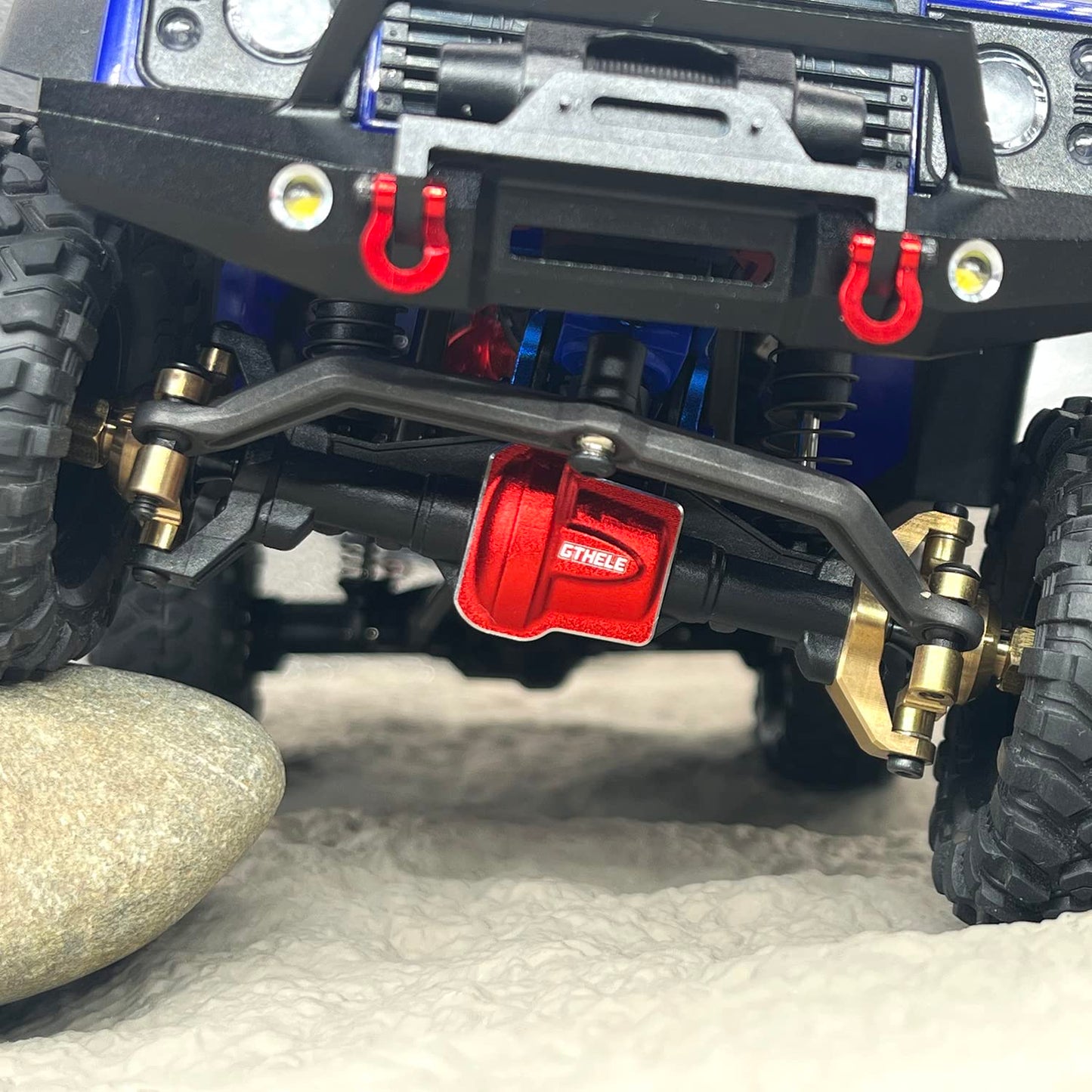 GTHELE Aluminum Diff Cover Front&Rear Bridge Axle Cover for Traxxas 1/18 TRX4M Upgrade Parts RC Crawler Car (Red)