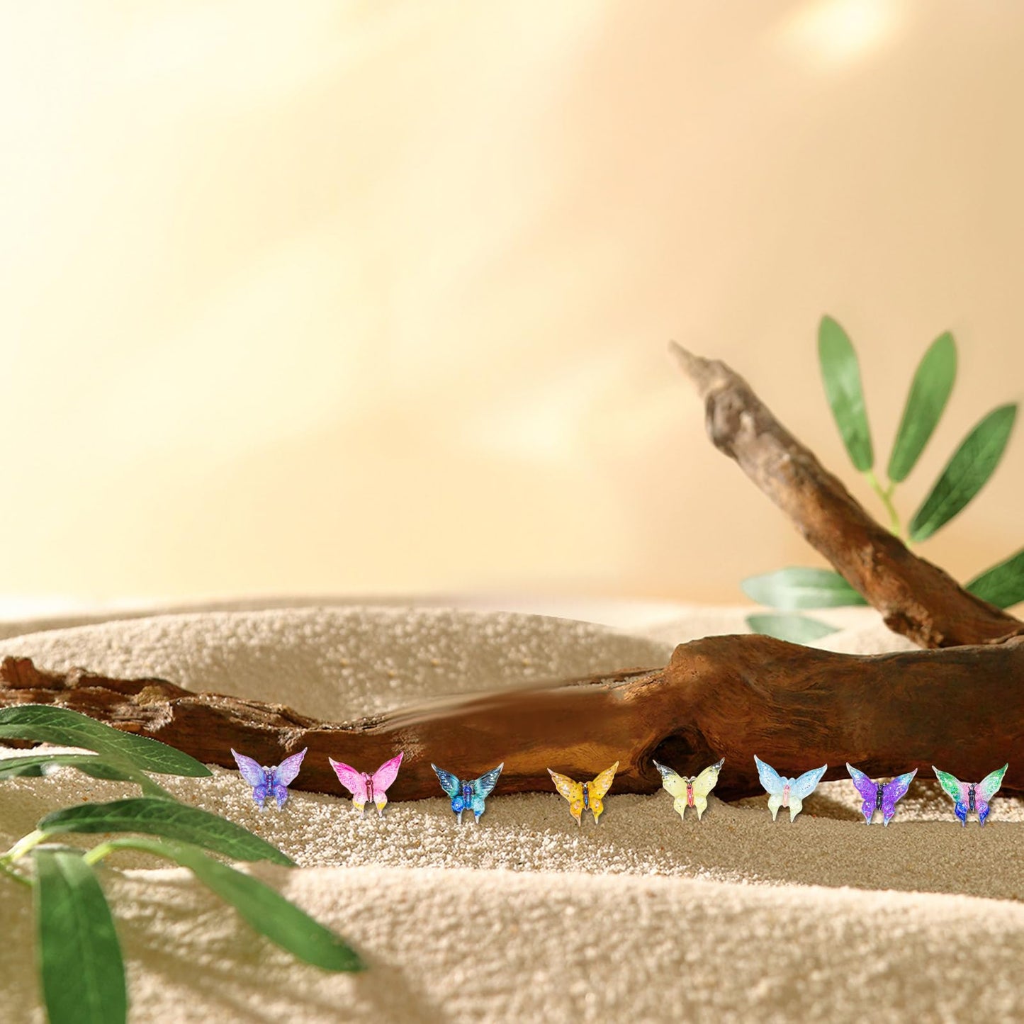 WOZADU 200 PCS Mini Resin Butterfly Figurines for Crafts Luminous Tiny Resin Animal Miniature Things for Dollhouse Fairy Garden Micro Landscaping Decoration Cake Toppers Decor