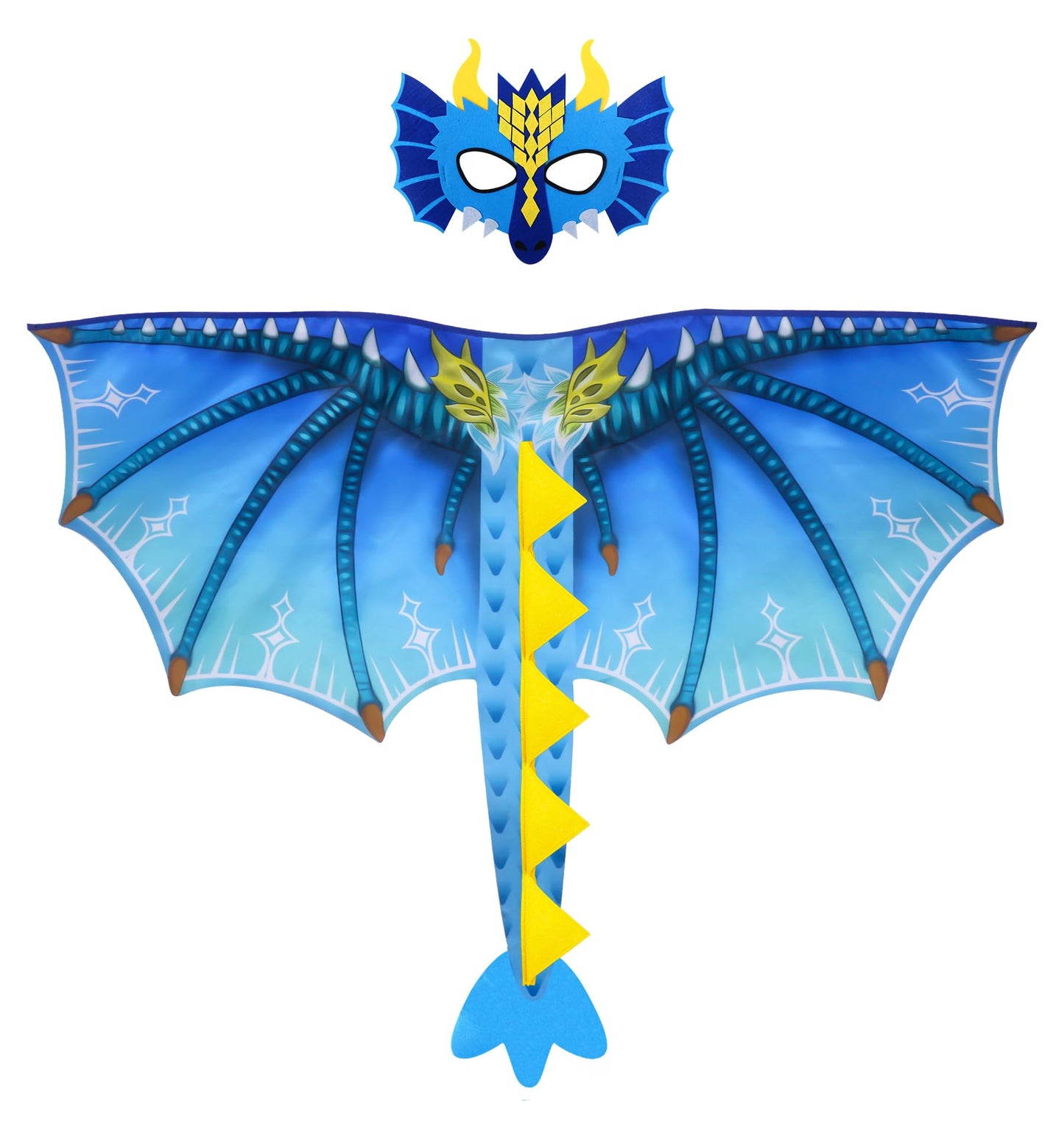 D.Q.Z Toddlers Dinosaur-Dragon-Wings Costume For Kids With Mask, Dino Cape Boys Girls Dress Up Birthday Party Toys Gifts (Blue)