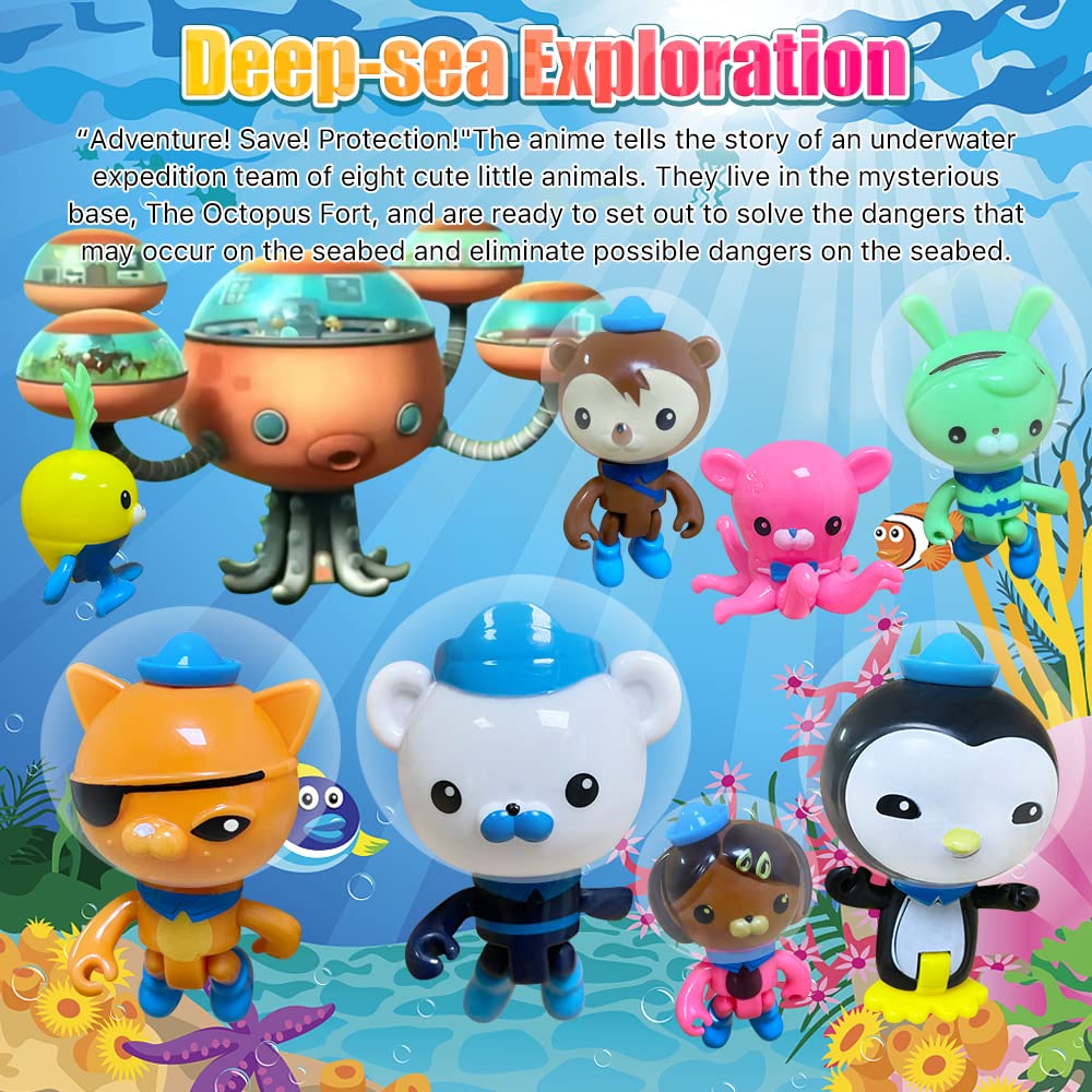 Sinteta Chanecall Action Figures Toy, 8 Pcs Cake Topper Figures Decorations, Mini Animals Figurines Playset, Ocean Educational T