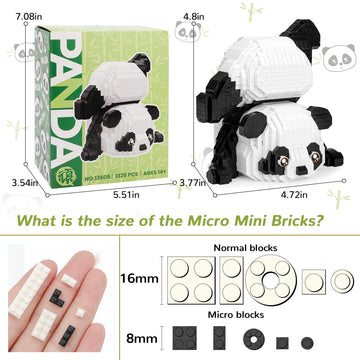 Cute Panda Mini Building Blocks Sets For Goodie Bags, Not Compatible With Lego Animals, 1325 Pcs Micro Mini Building Toy Bricks For Adults, Party Favors For Kids Boys Girls 12-14