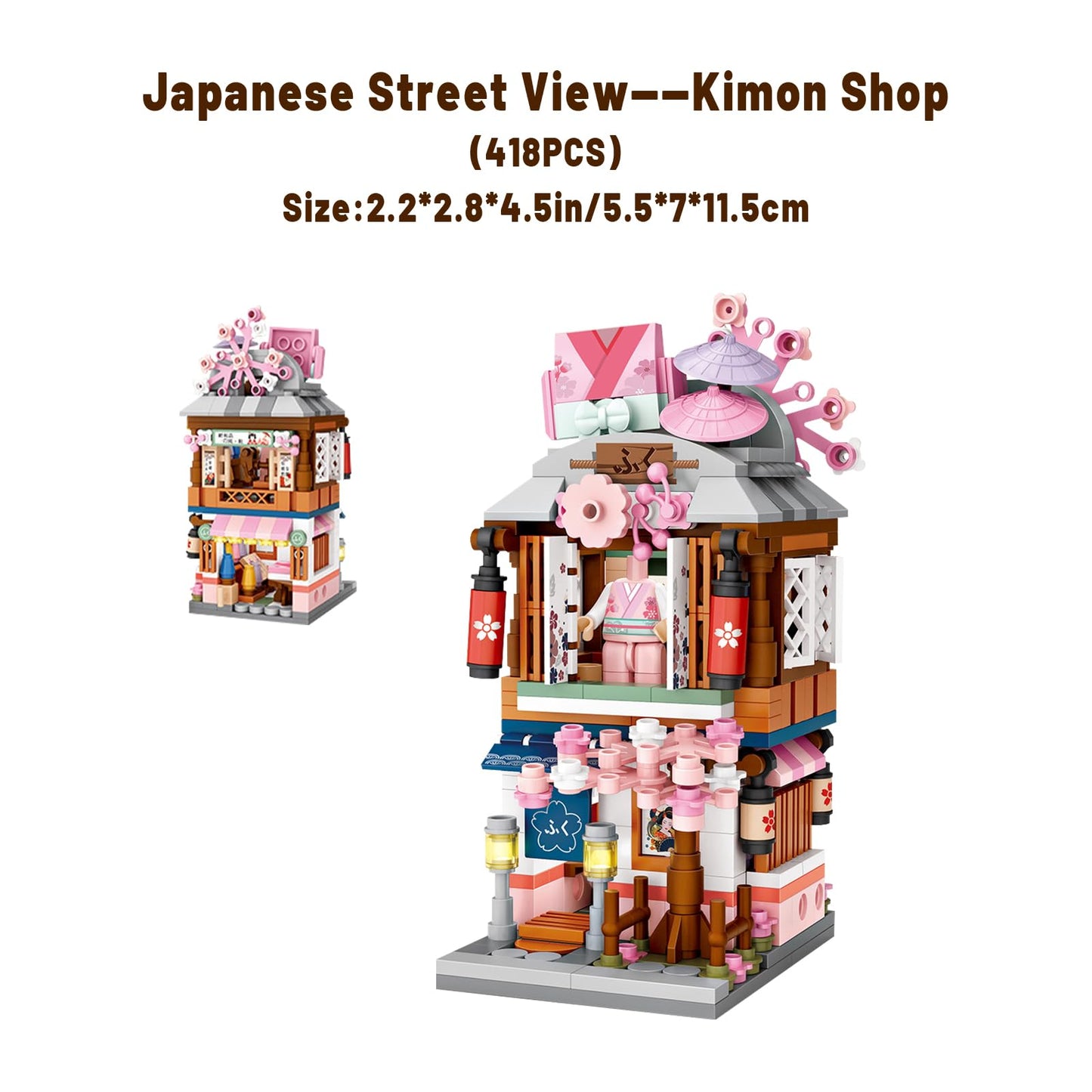 Elaicree Japanese Street View Shop Bricks, Mini Diy Building Blocks Model Moc Construction Toy (Kimono Shop)