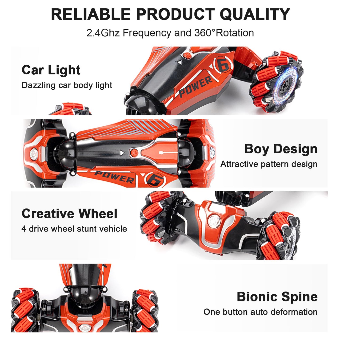 XAMIMM 4WD Remote Control Gesture Sensor Car,Hand Controlled RC Stunt Car,Double-Sided Vehicle 360 Rotation with Light and Music